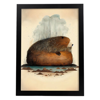 Estilo de precisión del castor esponjoso nacnico para dormir. Estampados de arte de pared estético para el diseño de dormitorio o sala de estar.-Artwork-Nacnic-A4-Sin marco-Nacnic Estudio SL