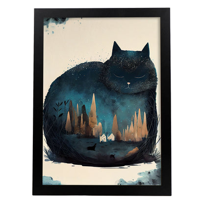 Estilo de precisión del gato esponjoso nacnico para dormir. Estampados de arte de pared estético para el diseño de dormitorio o sala de estar.-Artwork-Nacnic-A4-Sin marco-Nacnic Estudio SL