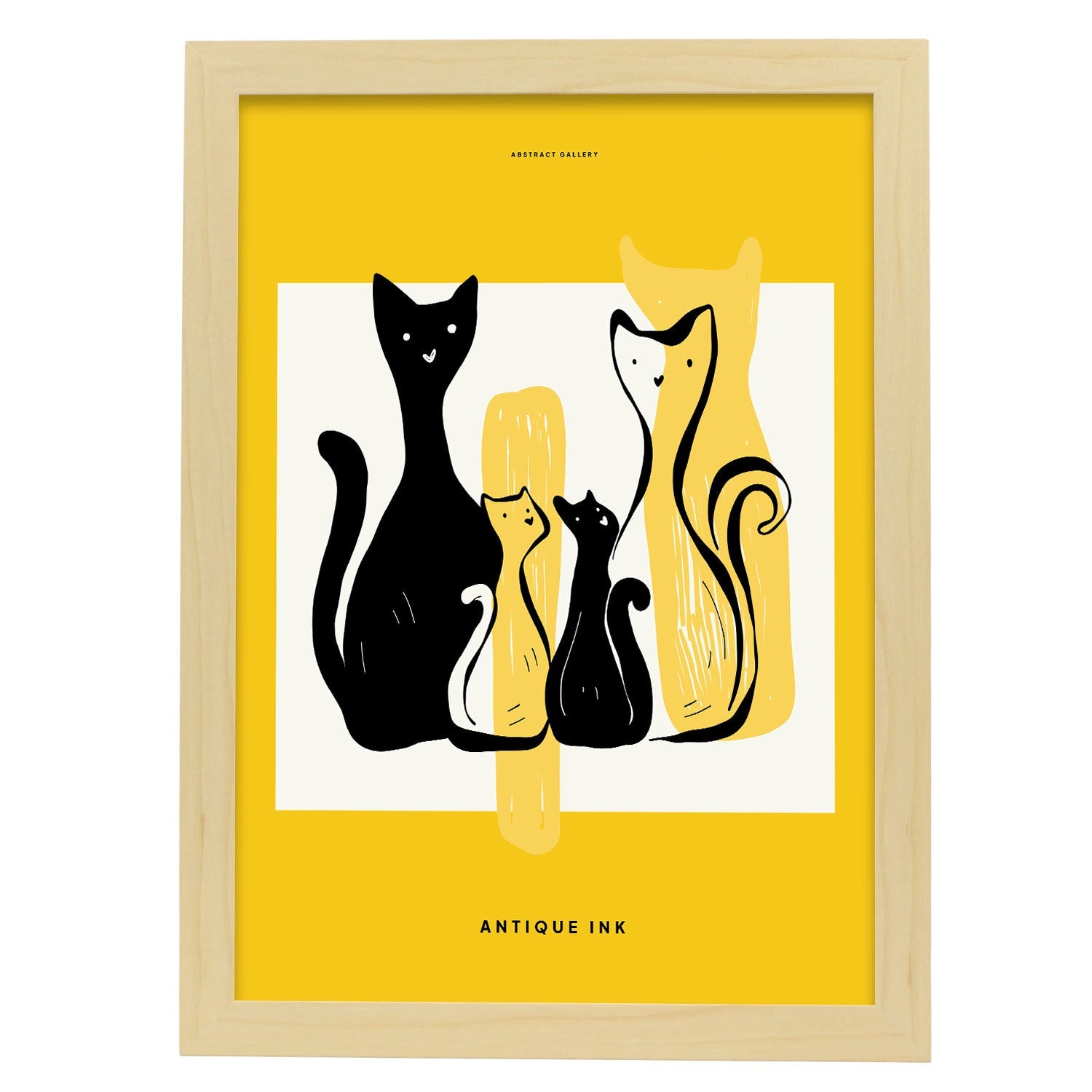 Family Cat-Artwork-Nacnic-A3-Marco Madera clara-Nacnic Estudio SL