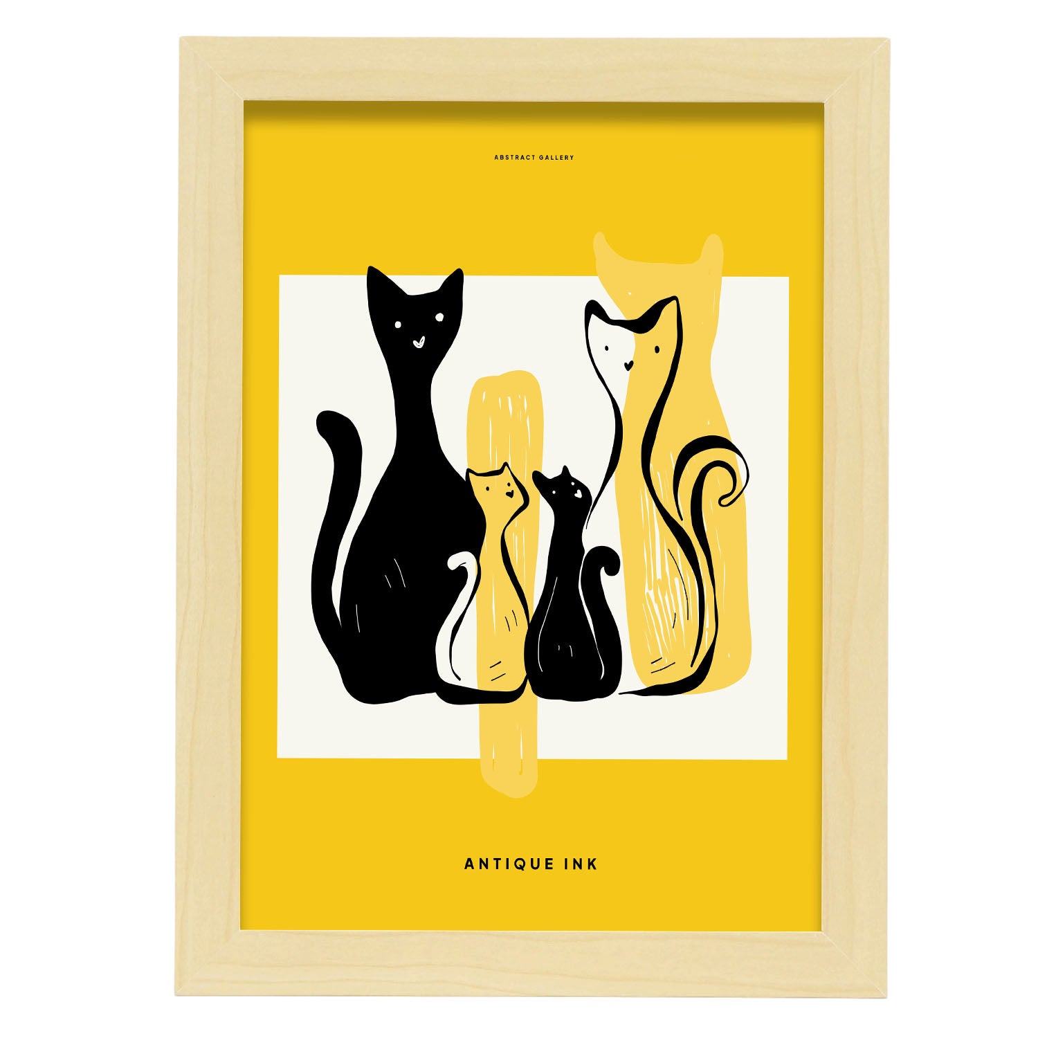 Family Cat-Artwork-Nacnic-A4-Marco Madera clara-Nacnic Estudio SL
