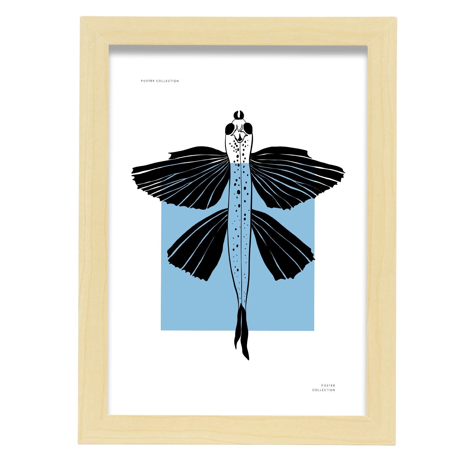 Flying fish-Artwork-Nacnic-A4-Marco Madera clara-Nacnic Estudio SL