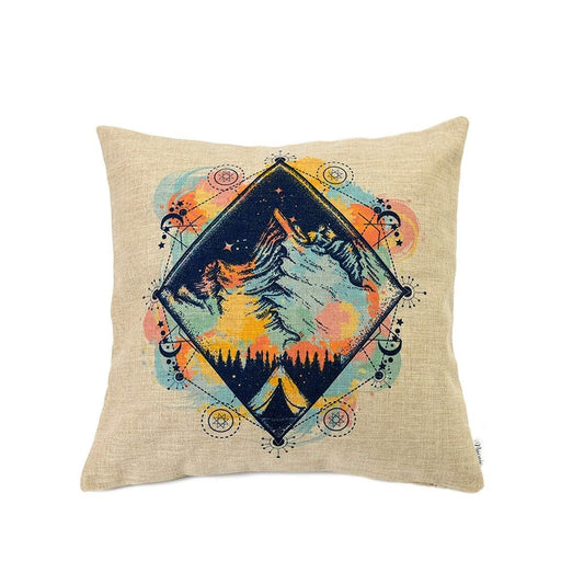 Funda de cojin de algodón y lino Montaña Colorida Muy resitente y de diseño Original-Nacnic-Nacnic Estudio SL