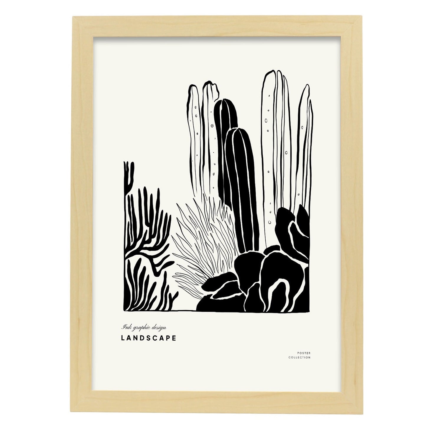 Giant Cactus-Artwork-Nacnic-A3-Marco Madera clara-Nacnic Estudio SL