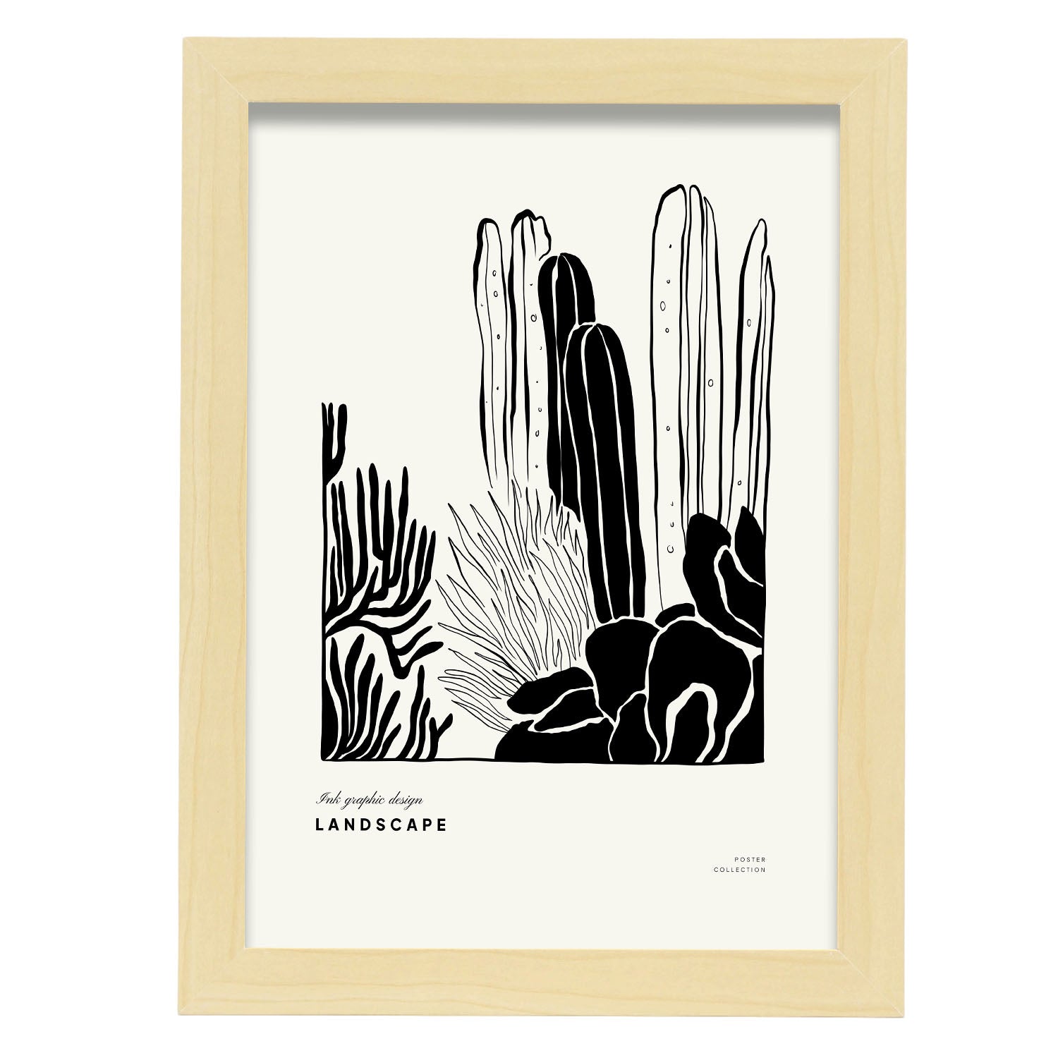 Giant Cactus-Artwork-Nacnic-A4-Marco Madera clara-Nacnic Estudio SL