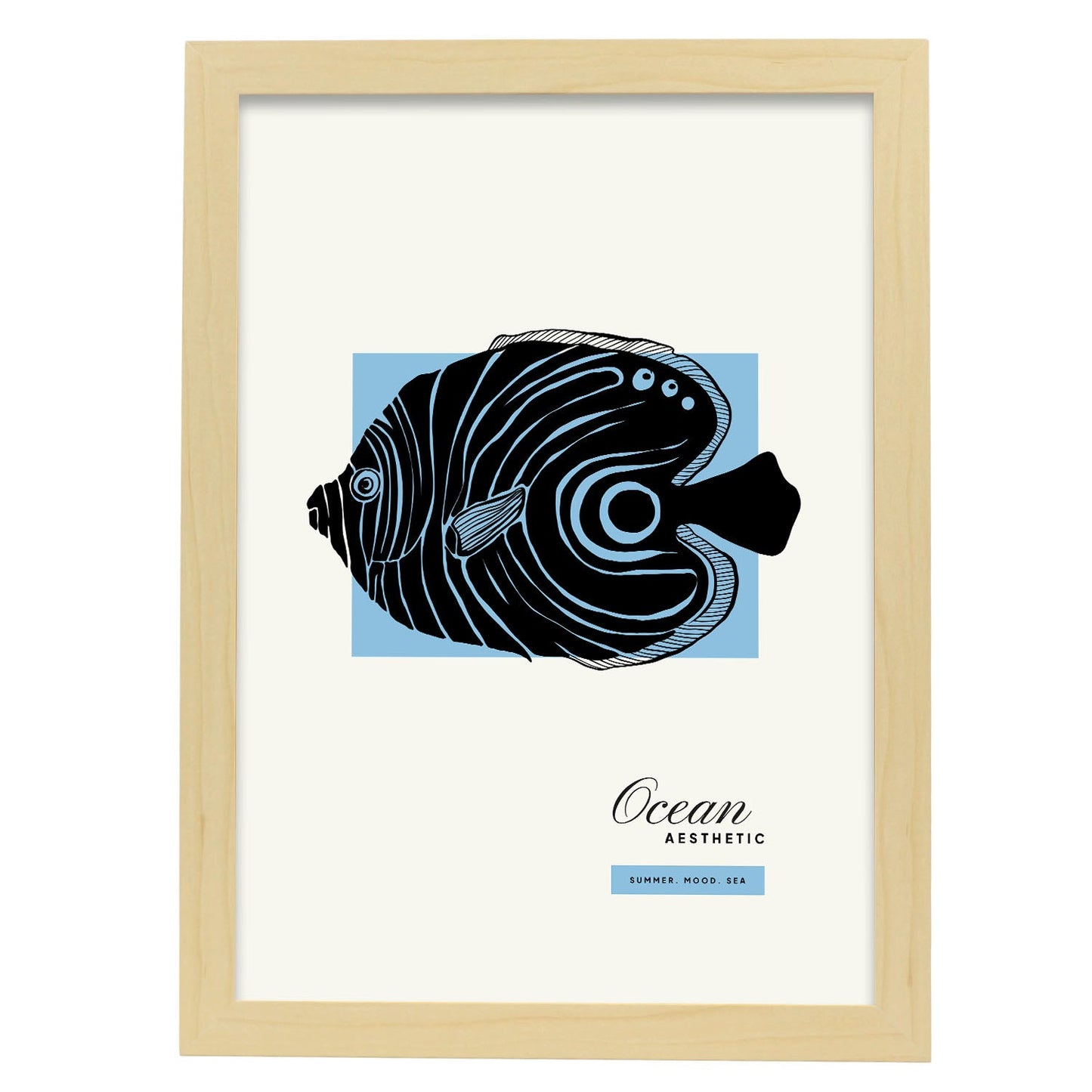 Golden Disous Fish-Artwork-Nacnic-A3-Marco Madera clara-Nacnic Estudio SL