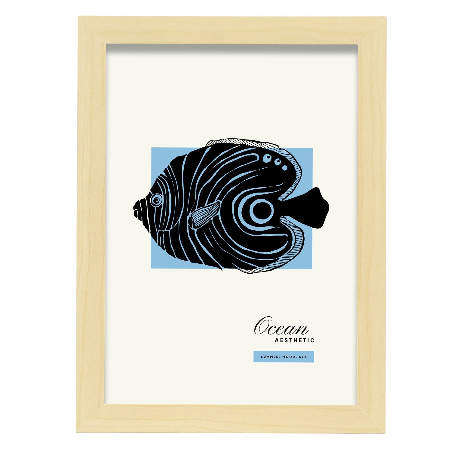 Golden Disous Fish-Artwork-Nacnic-A4-Marco Madera clara-Nacnic Estudio SL