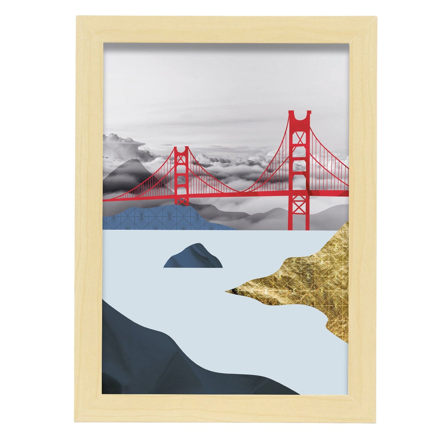 Golden Gate Bridge-Artwork-Nacnic-A4-Marco Madera clara-Nacnic Estudio SL