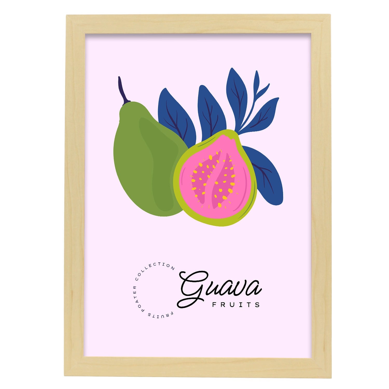 Guava Fruit and Leaves-Artwork-Nacnic-A3-Marco Madera clara-Nacnic Estudio SL