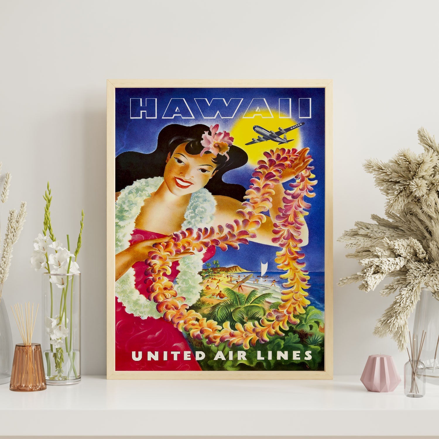 Hawaii_United_Air_Lines_Hawaiian_Girl_with_Leis-Artwork-Nacnic-Nacnic Estudio SL