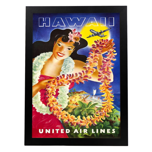 Hawaii_United_Air_Lines_Hawaiian_Girl_with_Leis-Artwork-Nacnic-A3-Sin marco-Nacnic Estudio SL
