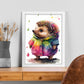 Hedgehog Hogdet Nacnic Baby sobre fondo blanco sonriendo 1. estampados de arte estético de pared para el diseño de dormitorio o sala de estar.-Artwork-Nacnic-Nacnic Estudio SL