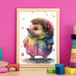 Hedgehog Hogdet Nacnic Baby sobre fondo blanco sonriendo 1. estampados de arte estético de pared para el diseño de dormitorio o sala de estar.-Artwork-Nacnic-Nacnic Estudio SL