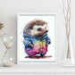 Hedgehog Hogdet Nacnic Baby sobre fondo blanco sonriendo 2. estampados de arte estético de pared para el diseño de dormitorio o sala de estar.-Artwork-Nacnic-Nacnic Estudio SL