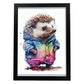 Hedgehog Hogdet Nacnic Baby sobre fondo blanco sonriendo 2. estampados de arte estético de pared para el diseño de dormitorio o sala de estar.-Artwork-Nacnic-A4-Sin marco-Nacnic Estudio SL