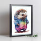 Hedgehog Hogdet Nacnic Baby sobre fondo blanco sonriendo 2. estampados de arte estético de pared para el diseño de dormitorio o sala de estar.-Artwork-Nacnic-Nacnic Estudio SL
