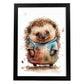Hedgehog Hoglet nacnic Baby sobre fondo blanco WEA sonriente. Estampados de arte de pared estético para el diseño de dormitorio o sala de estar.-Artwork-Nacnic-A4-Sin marco-Nacnic Estudio SL
