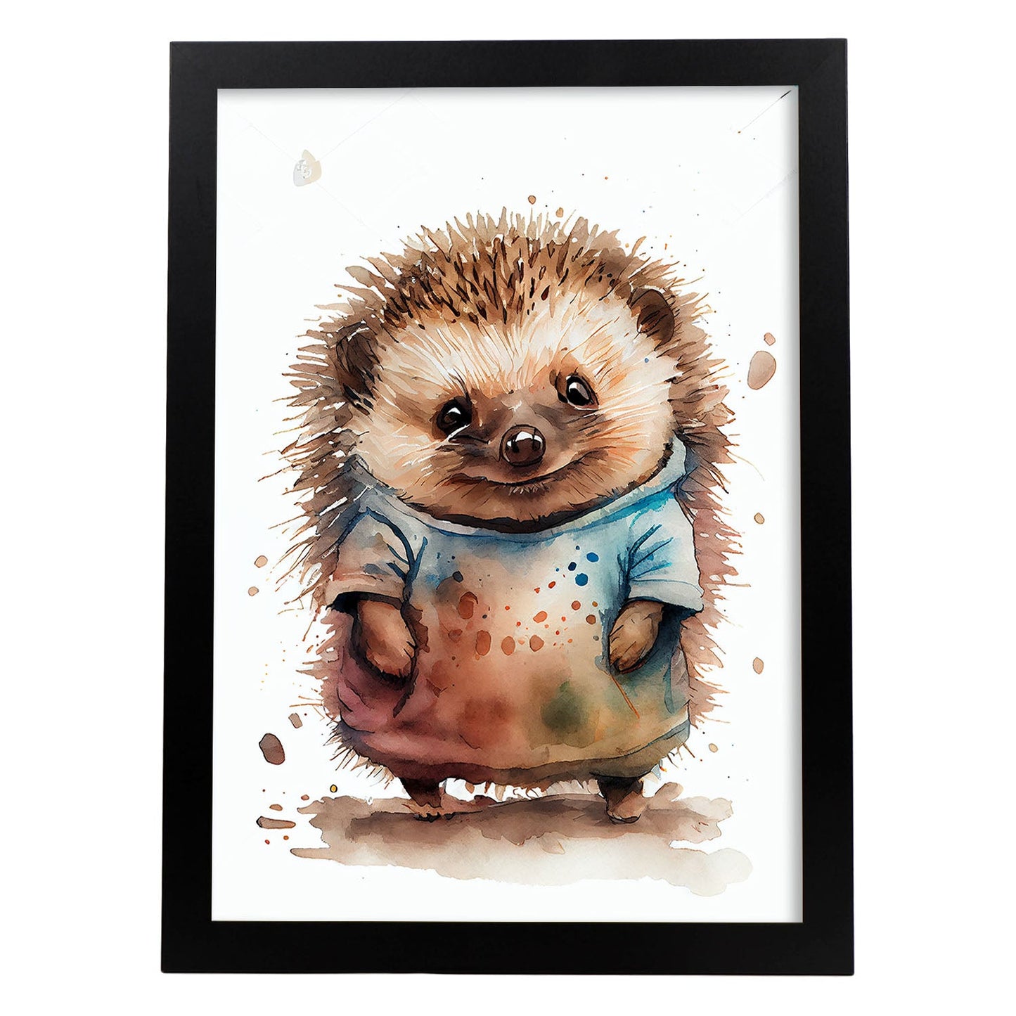 Hedgehog Hoglet nacnic Baby sobre fondo blanco WEA sonriente. Estampados de arte de pared estético para el diseño de dormitorio o sala de estar.-Artwork-Nacnic-A4-Sin marco-Nacnic Estudio SL