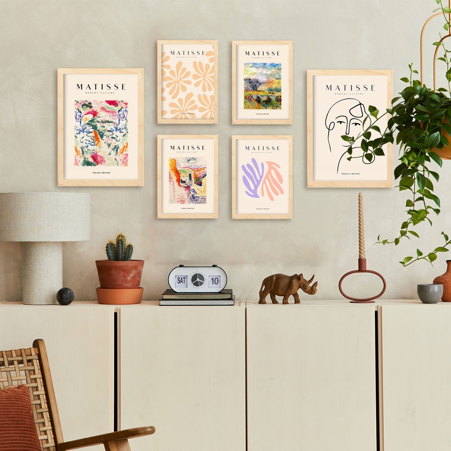 Nacnic Matisse Fauvismus Collezione Poster 52a Illustrazioni In Stile  Mostre D'arte A Colori Per Decorazione D'interni A4 Con Cornice. Cornice  Bianca