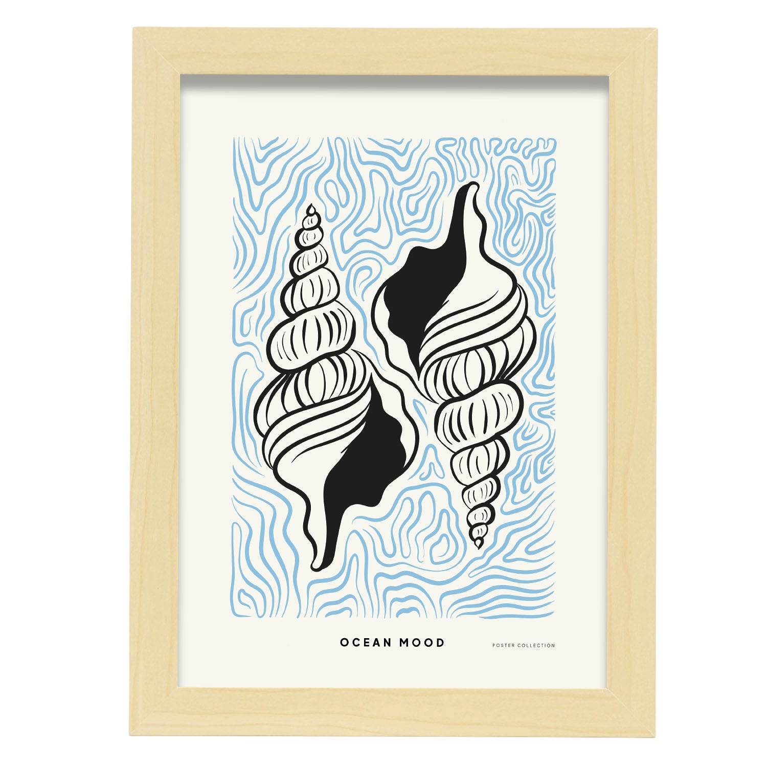 Horse Conch Shell-Artwork-Nacnic-A4-Marco Madera clara-Nacnic Estudio SL
