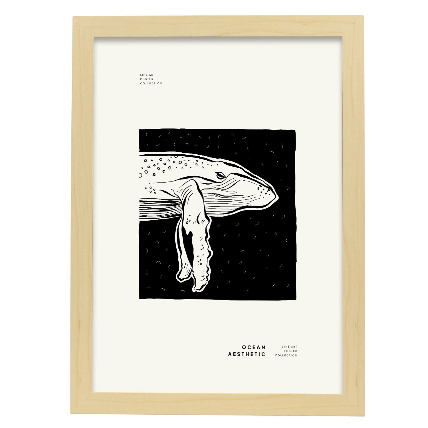 Humpback whale-Artwork-Nacnic-A3-Marco Madera clara-Nacnic Estudio SL