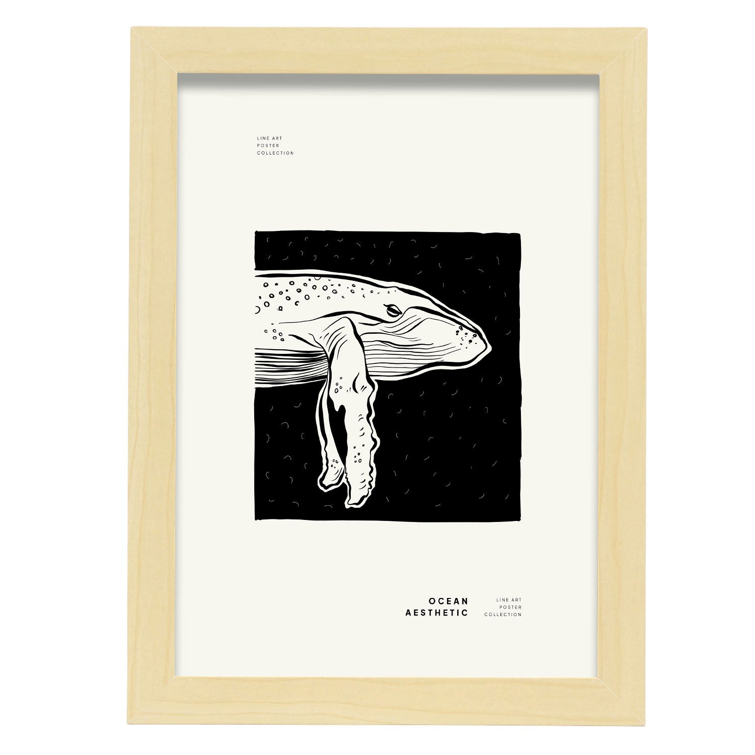 Humpback whale-Artwork-Nacnic-A4-Marco Madera clara-Nacnic Estudio SL