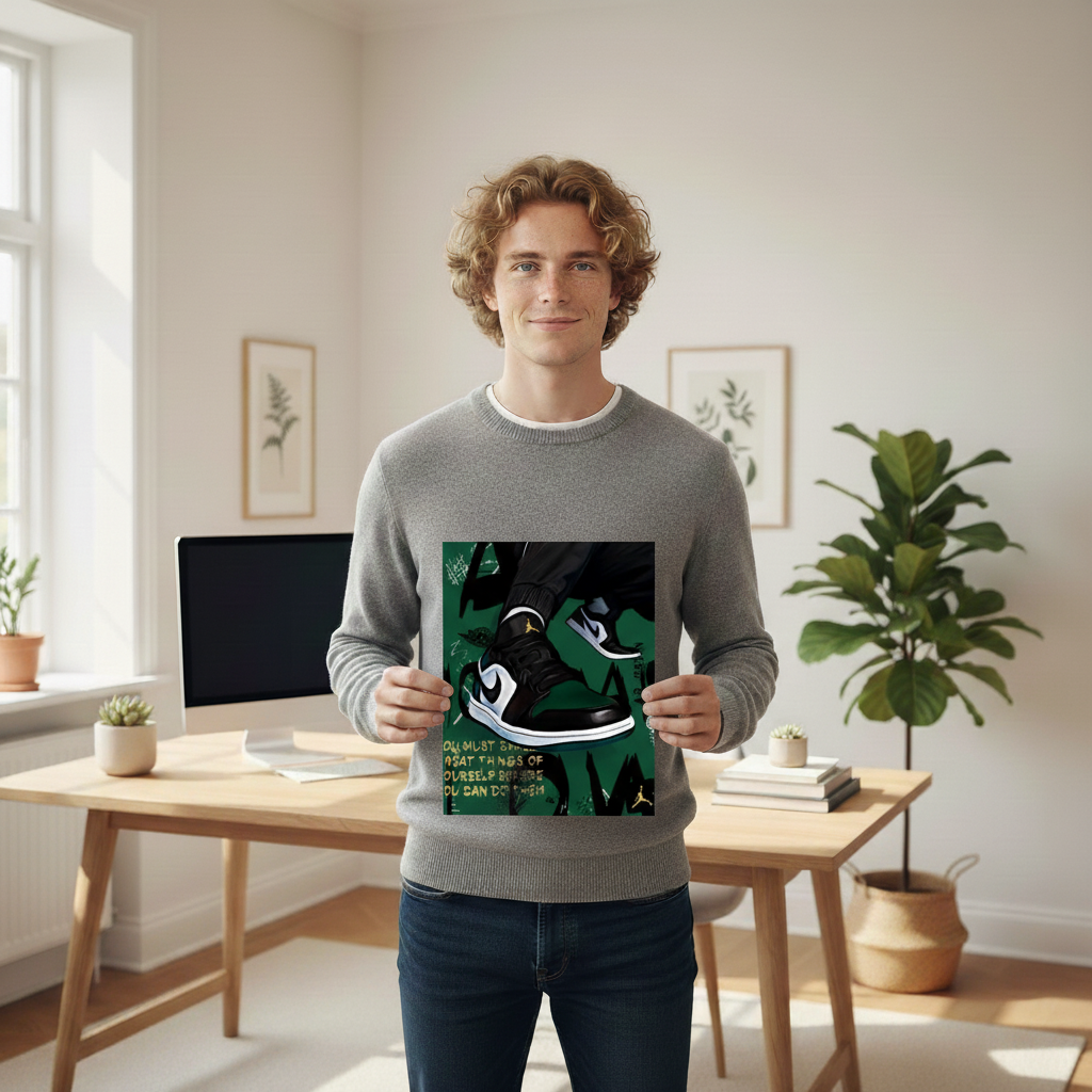 Set de 6 pósters de baloncesto con ilustraciones icónicas de estilo urbano en negro, rojo y amarillo para decorar habitaciones modernas, oficinas o tiendas: Jordan, King James, Kobe, zapatillas Nike – 2 grandes y 4 medianas