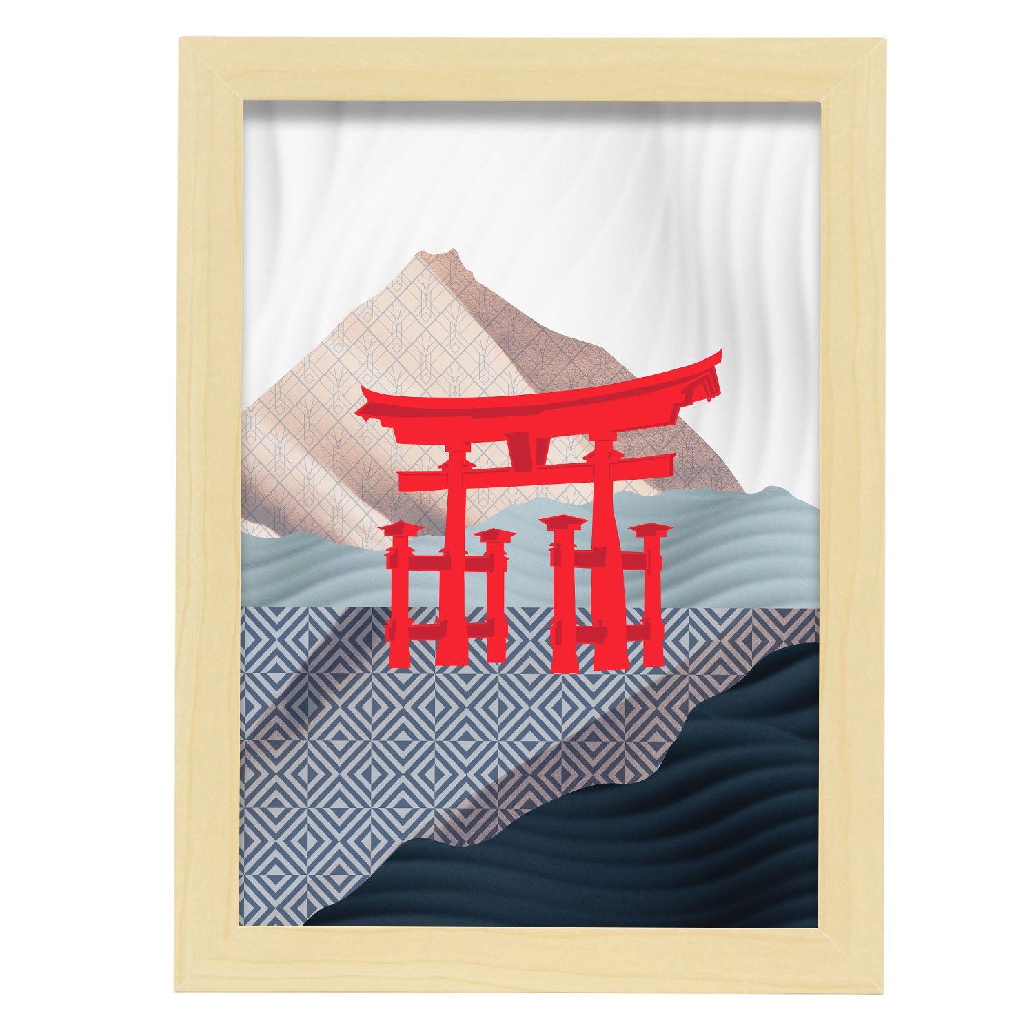 Itsukushima Shrine Torii Gate-Artwork-Nacnic-A4-Marco Madera clara-Nacnic Estudio SL