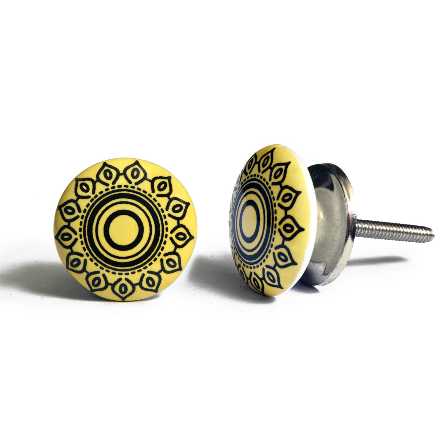 Juego de 10 pomos tiradores de cerámica  Diseños geométricos amarillo – Nacnic  Estudio SL