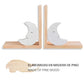 Juego de Dos sujetalibros de Madera en Estilo nordico con diseño de Luna Blanca. Soportalibros Funcional para Decorar la habitacion de los niños.-Nacnic-Nacnic Estudio SL