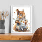 Kit de ardilla de bebé nacnico sobre fondo blanco sonriendo. Estampados de arte de pared estético para el diseño de dormitorio o sala de estar.-Artwork-Nacnic-Nacnic Estudio SL