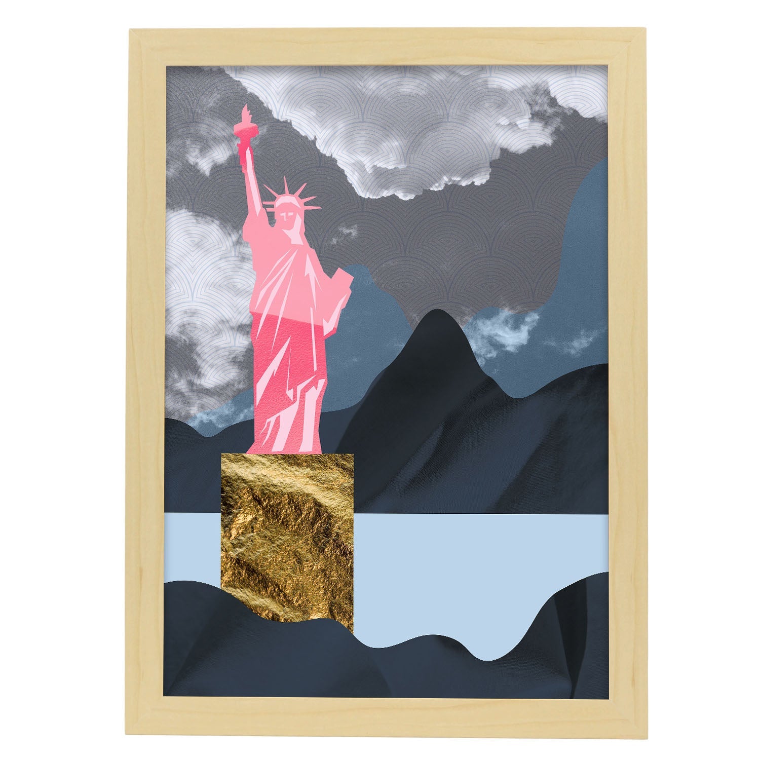 Lady Liberty-Artwork-Nacnic-A3-Marco Madera clara-Nacnic Estudio SL