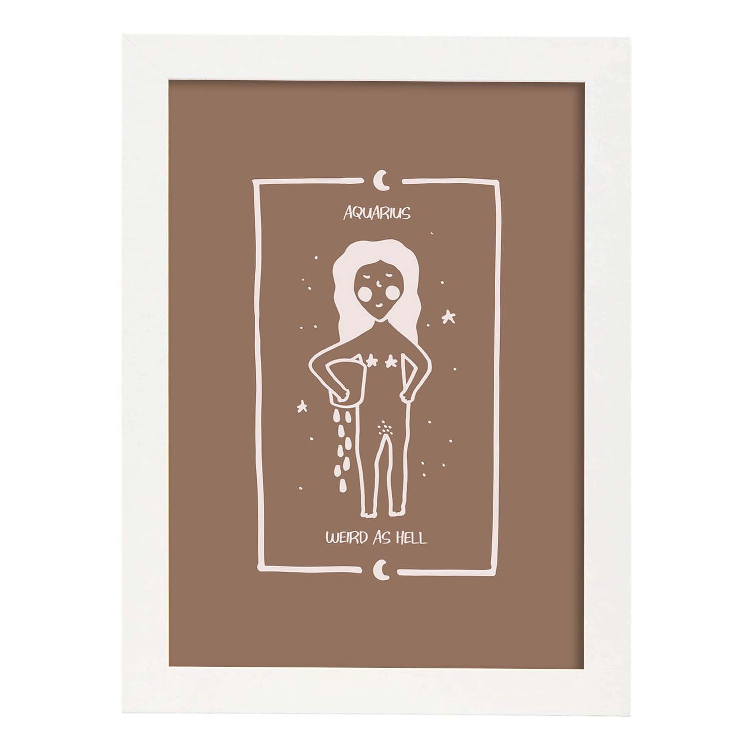 Lámina Acuario. Pósters con ilustraciones femeninas de los signos del zodíaco.-Artwork-Nacnic-A4-Marco Blanco-Nacnic Estudio SL