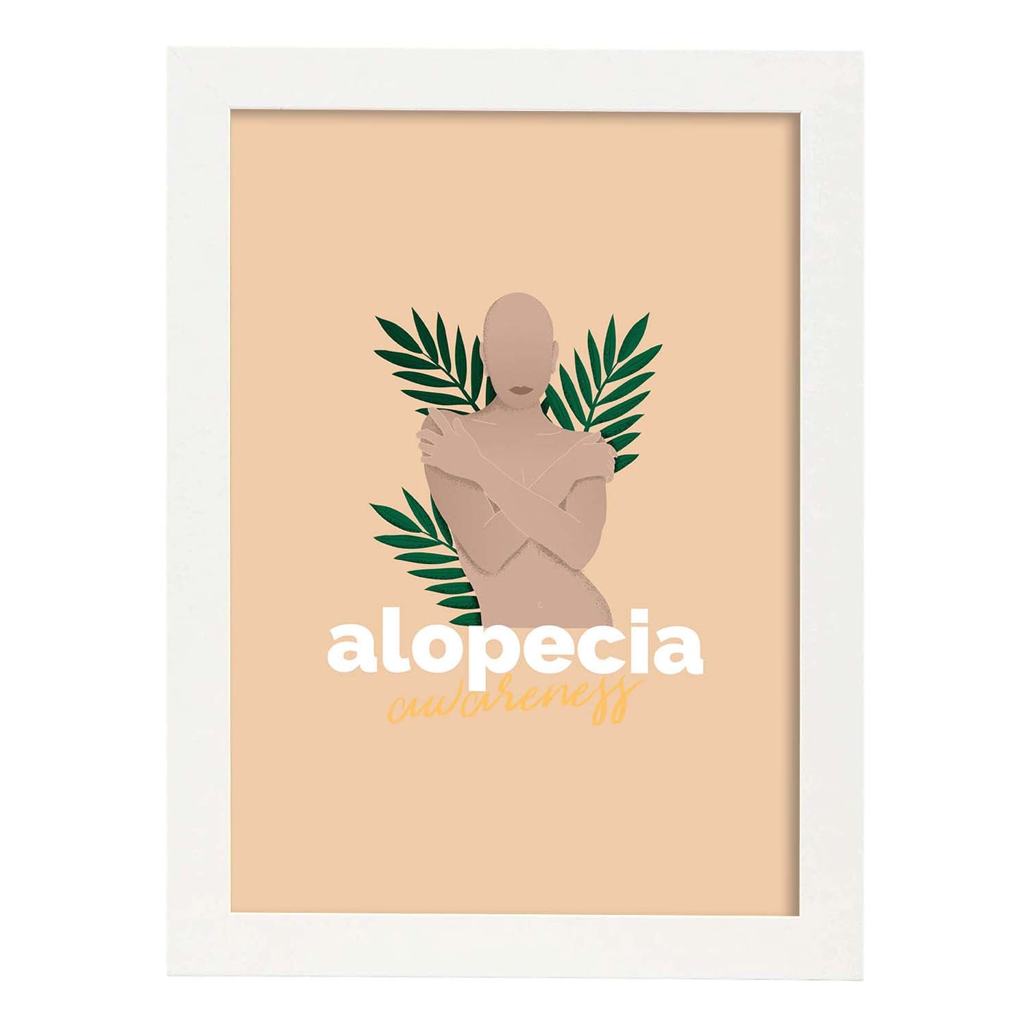 Lámina Alopecia. Pósters con ilustraciones sobre el amor propio y la aceptación.-Artwork-Nacnic-A3-Marco Blanco-Nacnic Estudio SL