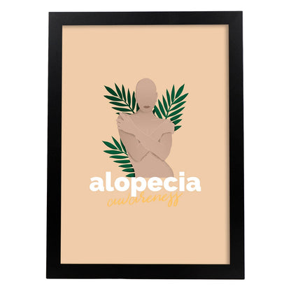 Lámina Alopecia. Pósters con ilustraciones sobre el amor propio y la aceptación.-Artwork-Nacnic-A4-Marco Negro-Nacnic Estudio SL