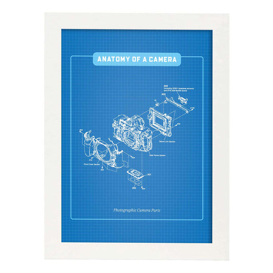 Lámina Anatomía de la Cámara. Pósters con ilustraciones de patentes retro.-Artwork-Nacnic-A4-Marco Blanco-Nacnic Estudio SL