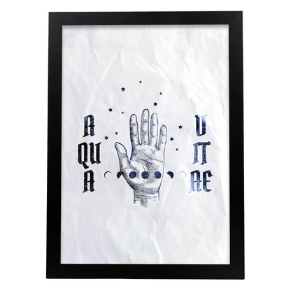 Lámina Aqua Vitae. Pósters con ilustraciones de magia y el mundo de lo oculto.-Artwork-Nacnic-A3-Marco Negro-Nacnic Estudio SL