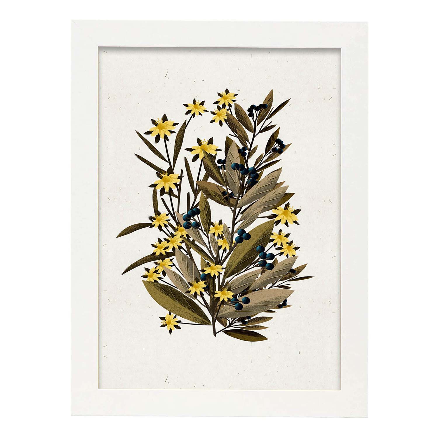 Lámina Arbusto 4. Pósters de plantas,flores y arbustos en estilo Vintage.-Artwork-Nacnic-A3-Marco Blanco-Nacnic Estudio SL