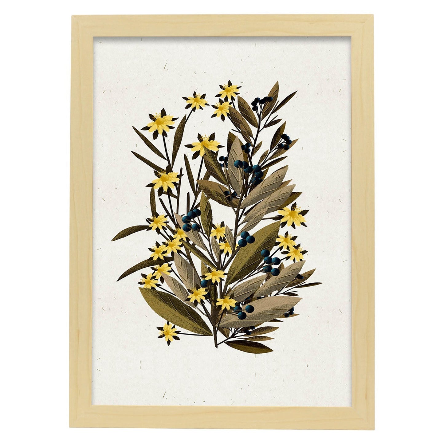 Lámina Arbusto 4. Pósters de plantas,flores y arbustos en estilo Vintage.-Artwork-Nacnic-A3-Marco Madera clara-Nacnic Estudio SL