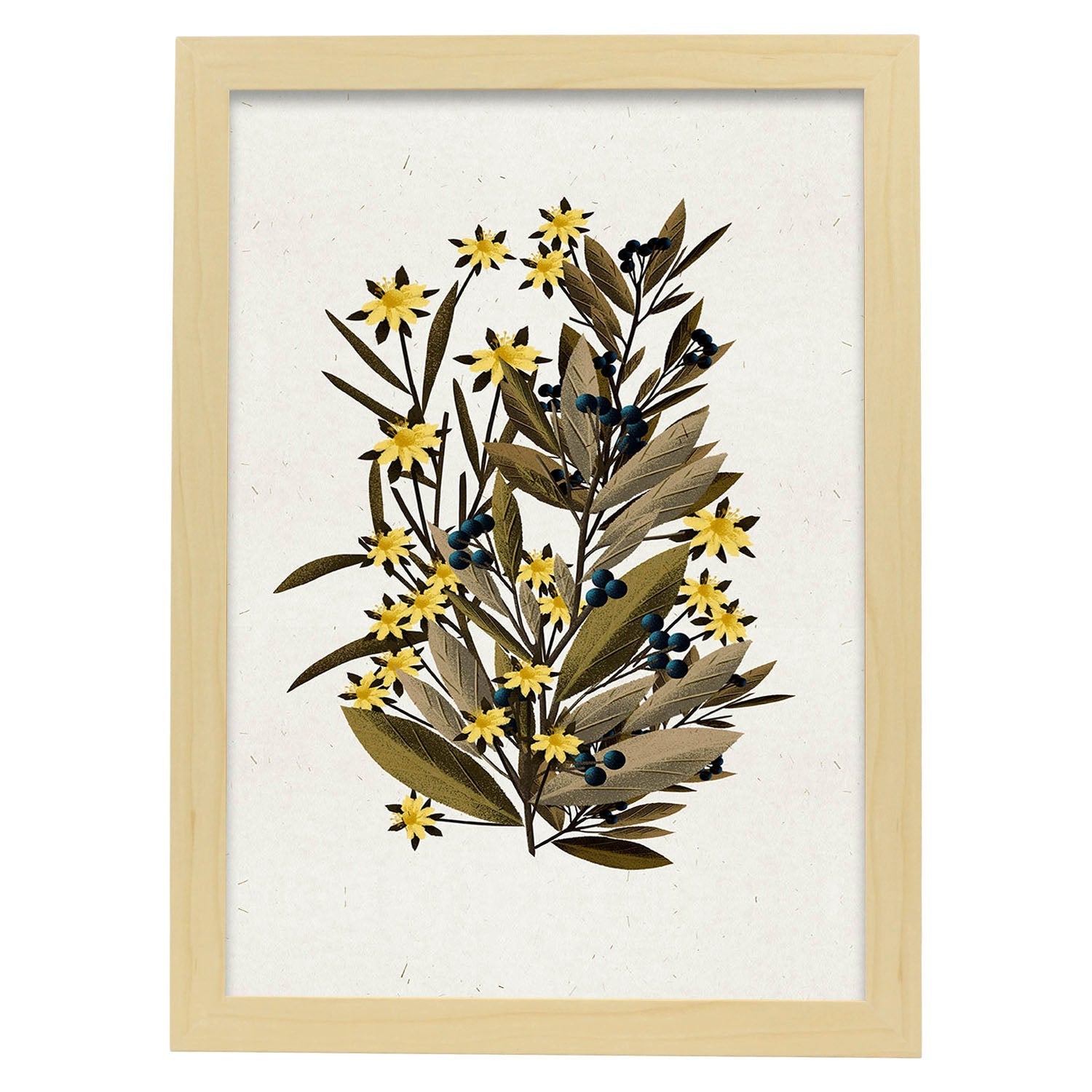 Lámina Arbusto 4. Pósters de plantas,flores y arbustos en estilo Vintage.-Artwork-Nacnic-A3-Marco Madera clara-Nacnic Estudio SL