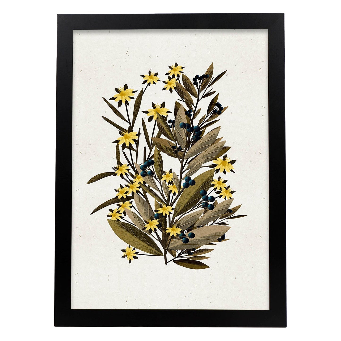 Lámina Arbusto 4. Pósters de plantas,flores y arbustos en estilo Vintage.-Artwork-Nacnic-A3-Marco Negro-Nacnic Estudio SL