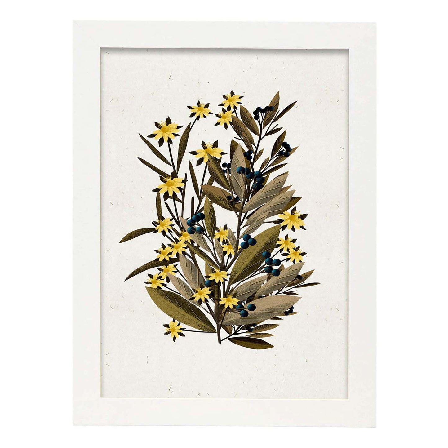 Lámina Arbusto 4. Pósters de plantas,flores y arbustos en estilo Vintage.-Artwork-Nacnic-A4-Marco Blanco-Nacnic Estudio SL