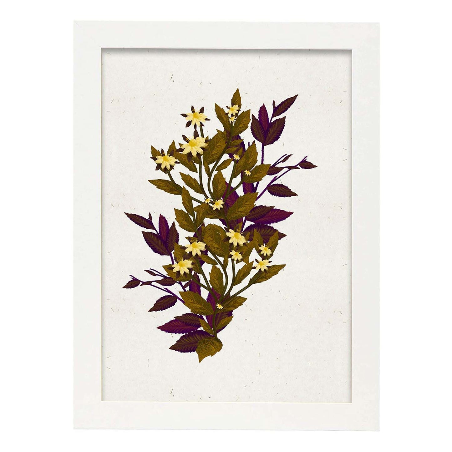 Lámina Arbusto 5. Pósters de plantas,flores y arbustos en estilo Vintage.-Artwork-Nacnic-A4-Marco Blanco-Nacnic Estudio SL