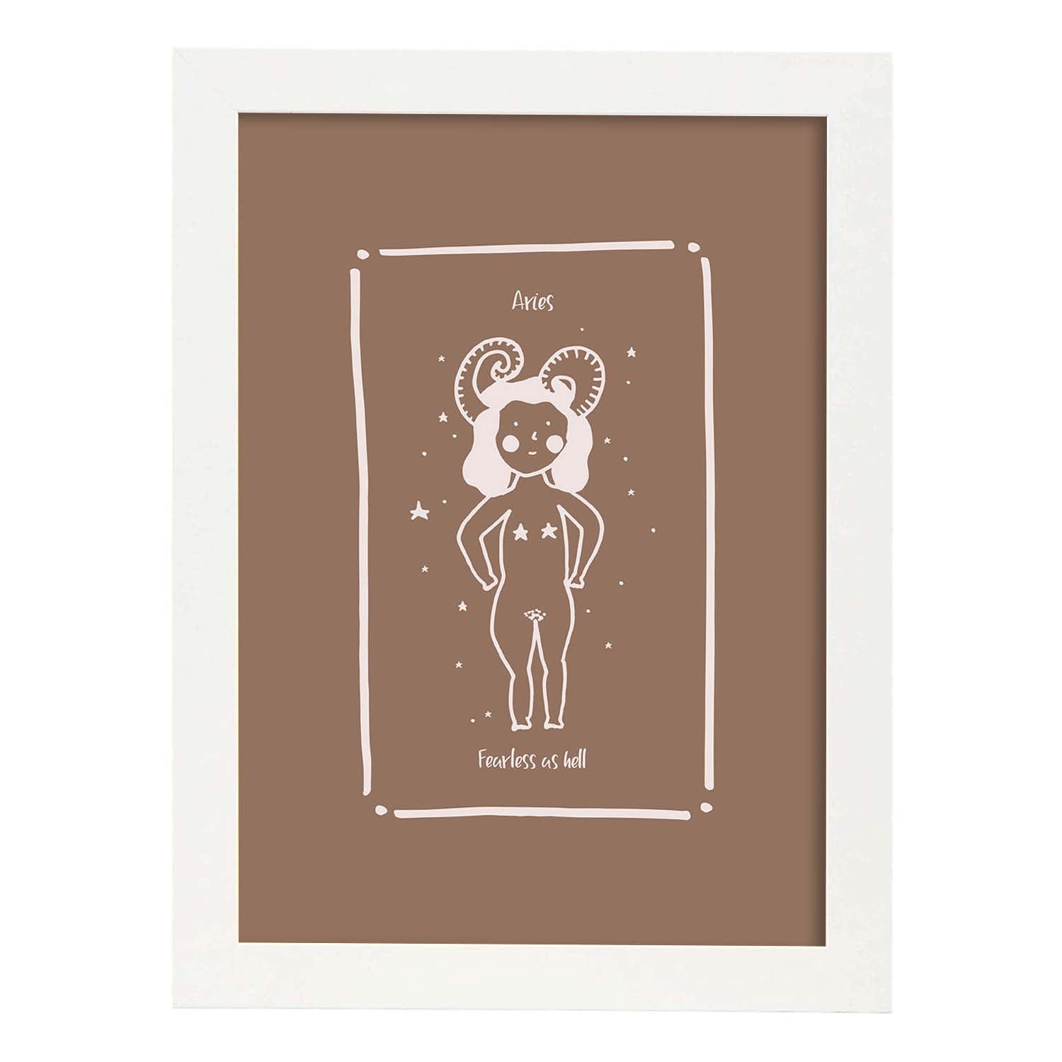 Lámina Aries. Pósters con ilustraciones femeninas de los signos del zodíaco.-Artwork-Nacnic-A3-Marco Blanco-Nacnic Estudio SL