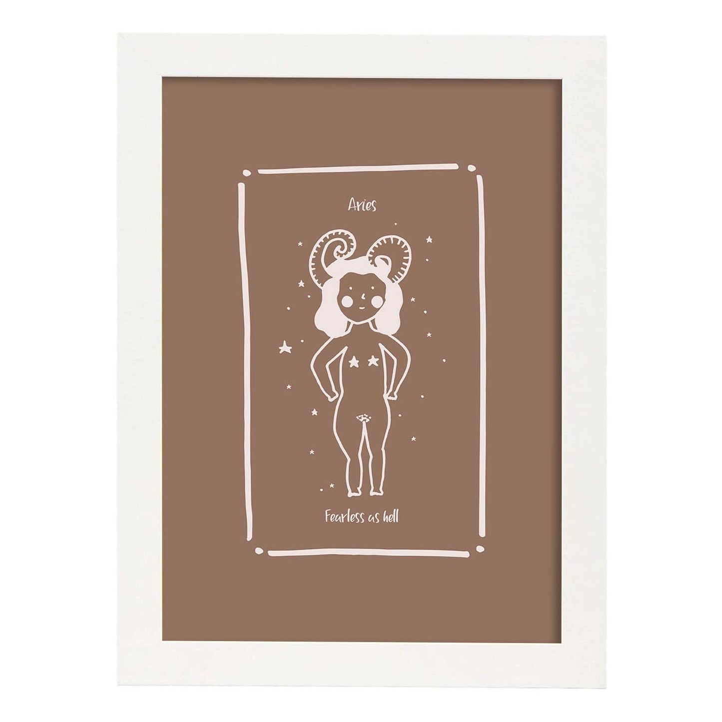 Lámina Aries. Pósters con ilustraciones femeninas de los signos del zodíaco.-Artwork-Nacnic-A4-Marco Blanco-Nacnic Estudio SL