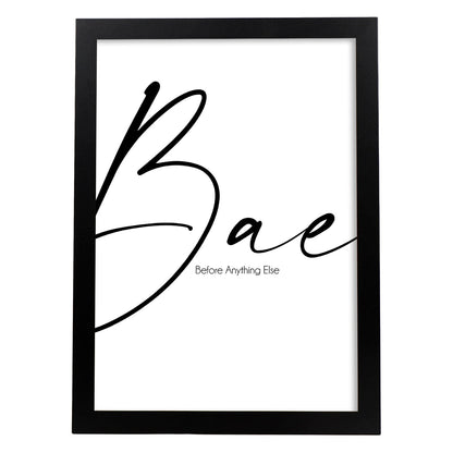 Lamina artistica decorativa con ilustración de bae estilo Mensaje inspiracional-Artwork-Nacnic-A4-Marco Negro-Nacnic Estudio SL