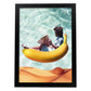 Lamina artistica decorativa con ilustración de Banana estilo Collage-Artwork-Nacnic-A3-Marco Negro-Nacnic Estudio SL
