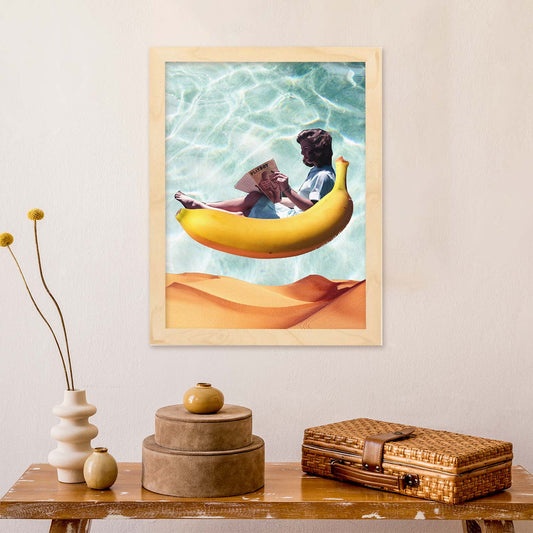 Lamina artistica decorativa con ilustración de Banana estilo Collage-Artwork-Nacnic-Nacnic Estudio SL