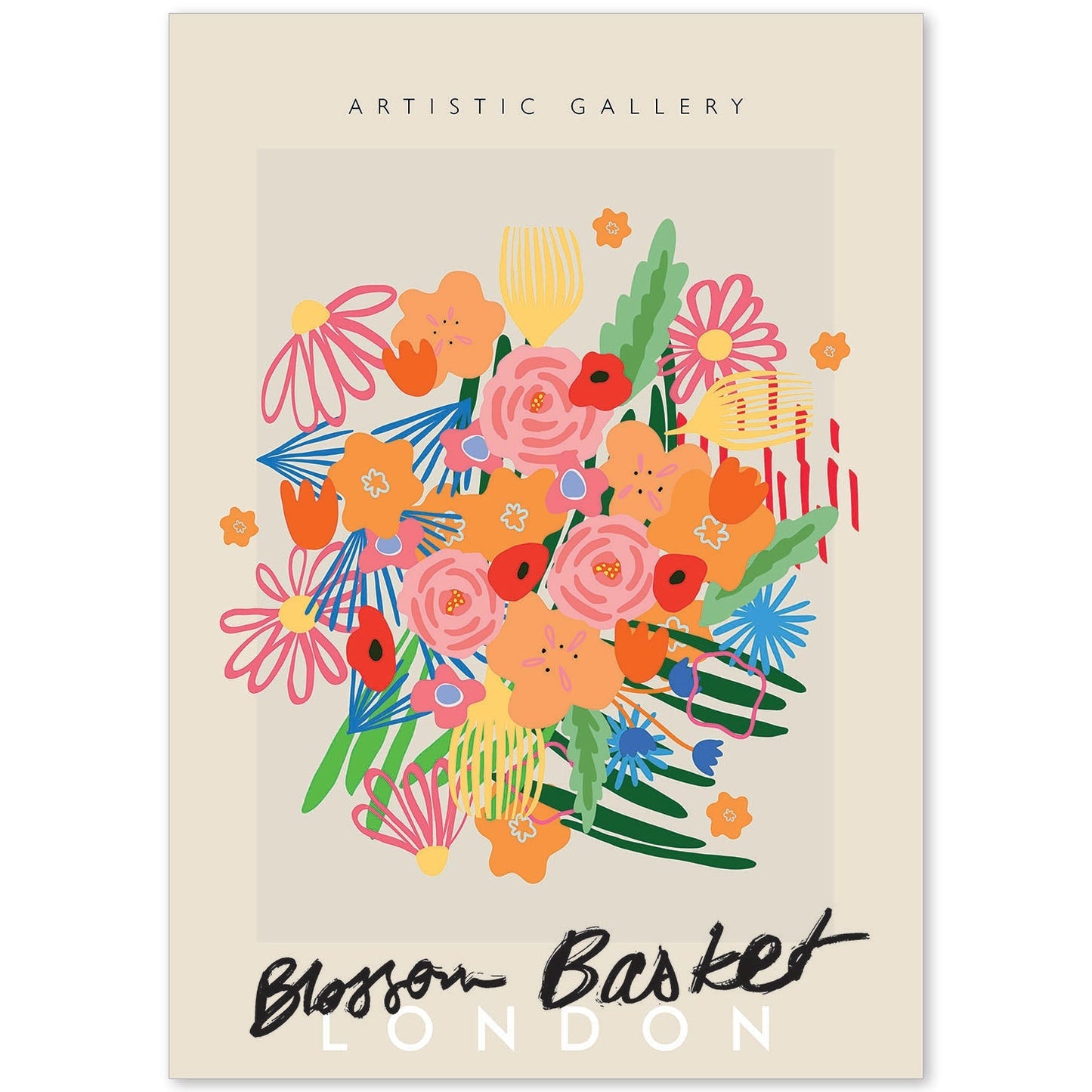 Lamina artistica decorativa con ilustración de Blossom Basket London estilo Abstracto-Artwork-Nacnic-A4-Sin marco-Nacnic Estudio SL