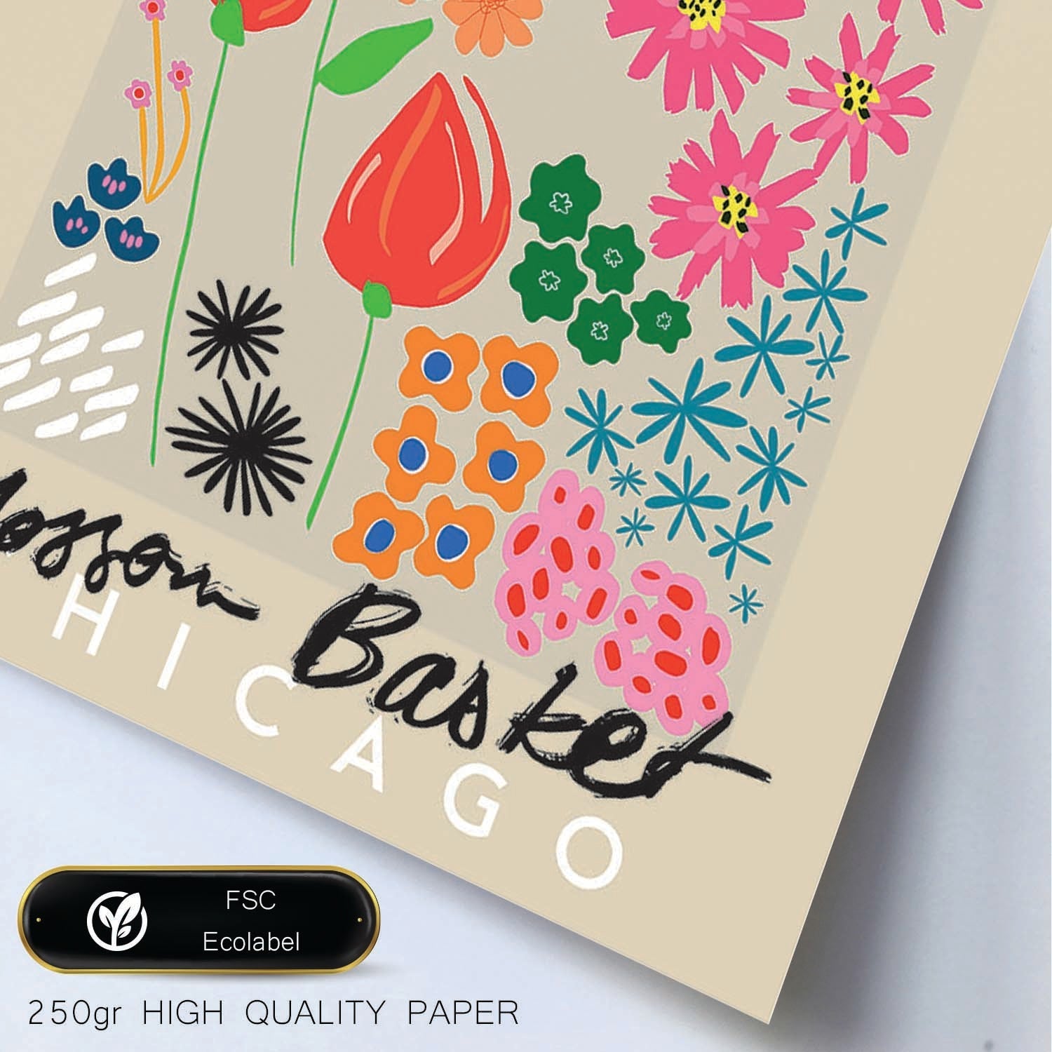 Lamina artistica decorativa con ilustración de Blossom Cesta Chicago estilo Abstracto-Artwork-Nacnic-Nacnic Estudio SL