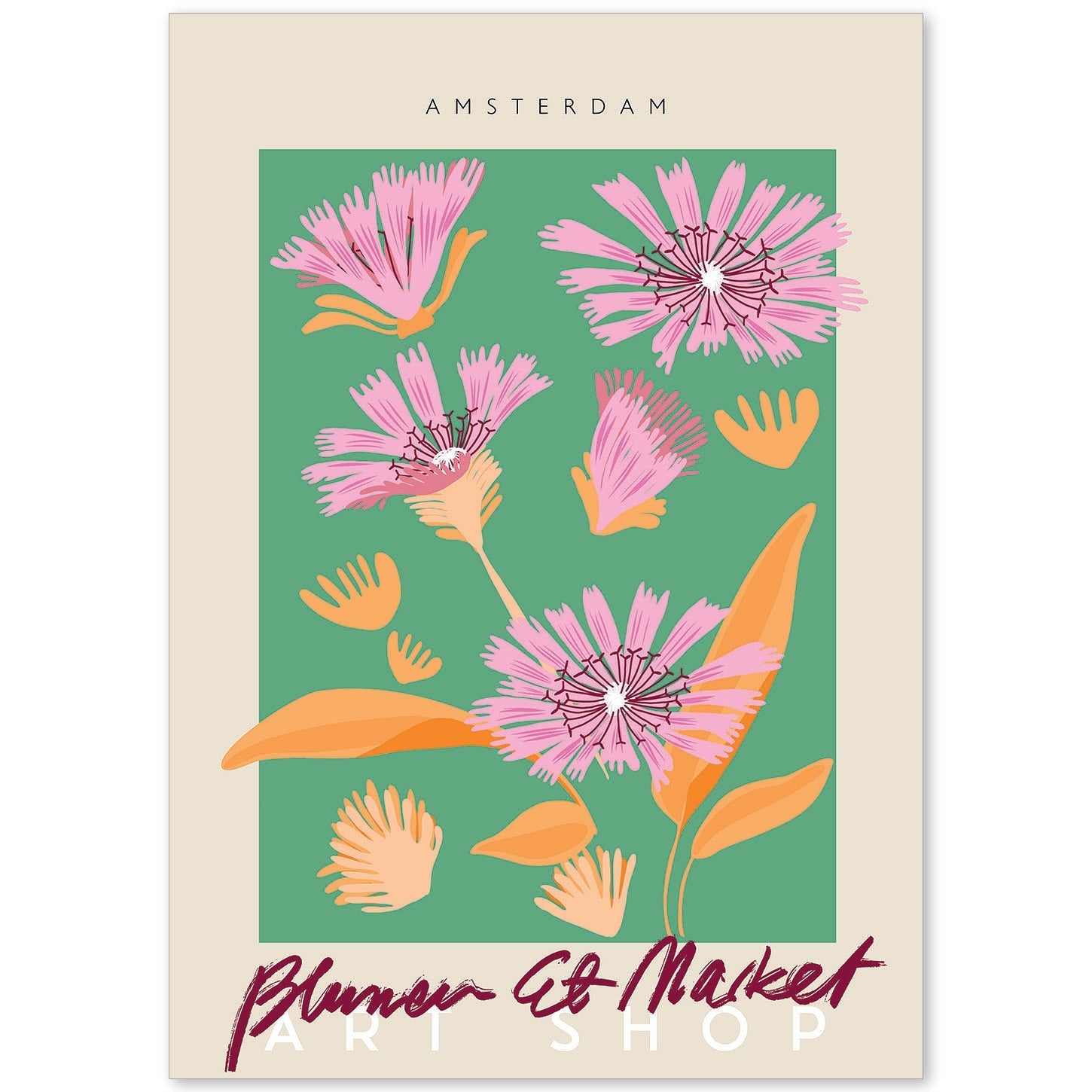 Lamina artistica decorativa con ilustración de Blumenau et Market Amsterdam-Artwork-Nacnic-A4-Sin marco-Nacnic Estudio SL